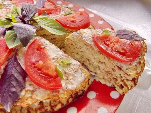 Кабачковый блинный торт Кабачковый блинный торт