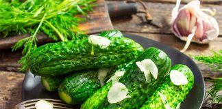 Огурцы малосольные с чесноком и укропом в пакете